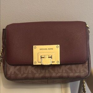 Michael Kors Brown and Gold Crossbody Bag